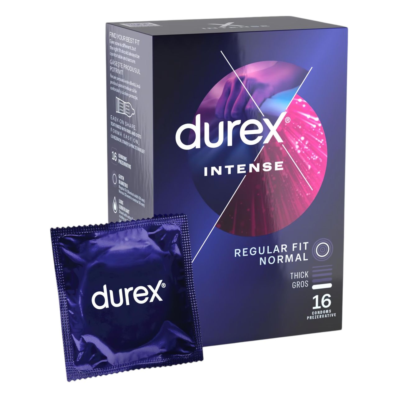 Durex Intense - bordázott és pontozott óvszer (16db) Durex Intense - bordázott és pontozott óvszer (16db)