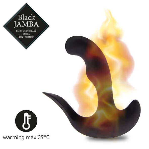 FEELZTOYS Black Jamba - rádiós, melegítős anál vibrátor (fekete)