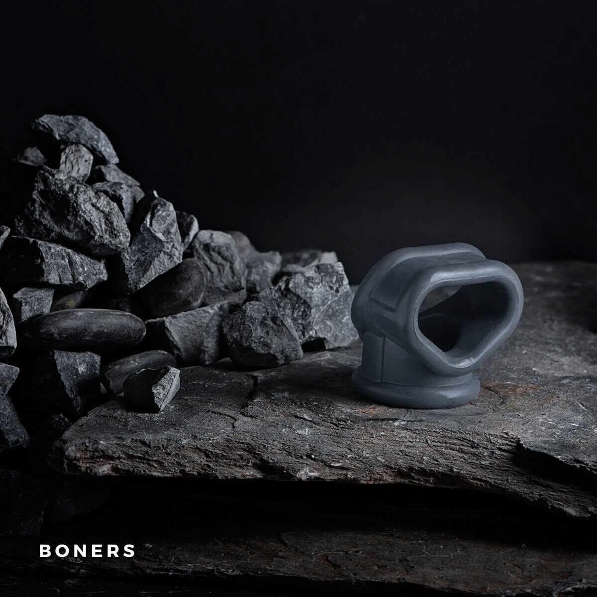 Boners 2in1 - péniszgyűrű és herenyújtó-gyűrű (szürke)