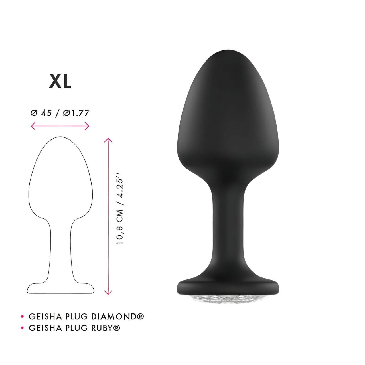 / Dorcel Geisha Plug Diamond XL - fehér köves anál plug (fekete) / Dorcel Geisha Plug Diamond XL - fehér köves anál plug (fekete)