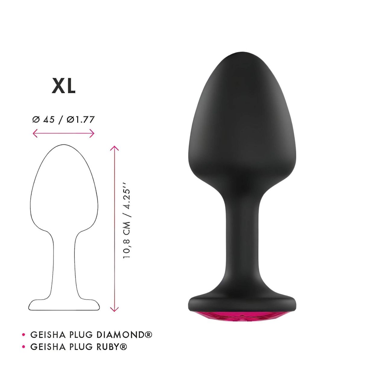 Dorcel Geisha Plug Ruby XL - pink köves anál plug (fekete) Dorcel Geisha Plug Ruby XL - pink köves anál plug (fekete)