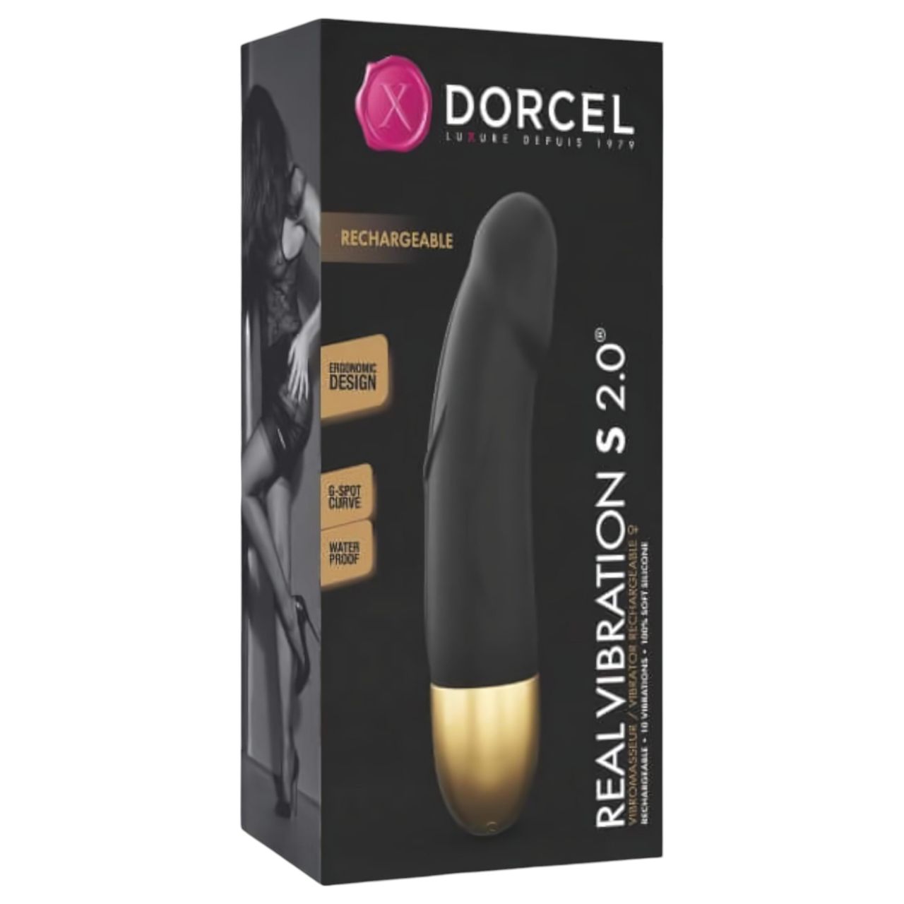 / Dorcel Real Vibration S 2.0 - akkus vibrátor (fekete-arany)