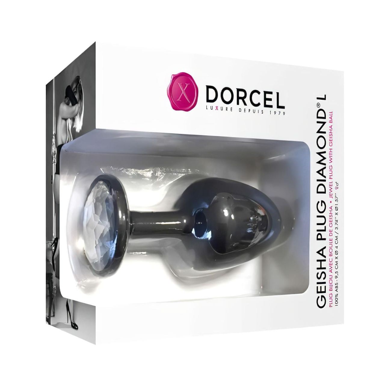 Dorcel Geisha Plug Diamond L - fehér köves anál plug (fekete) Dorcel Geisha Plug Diamond L - fehér köves anál plug (fekete)