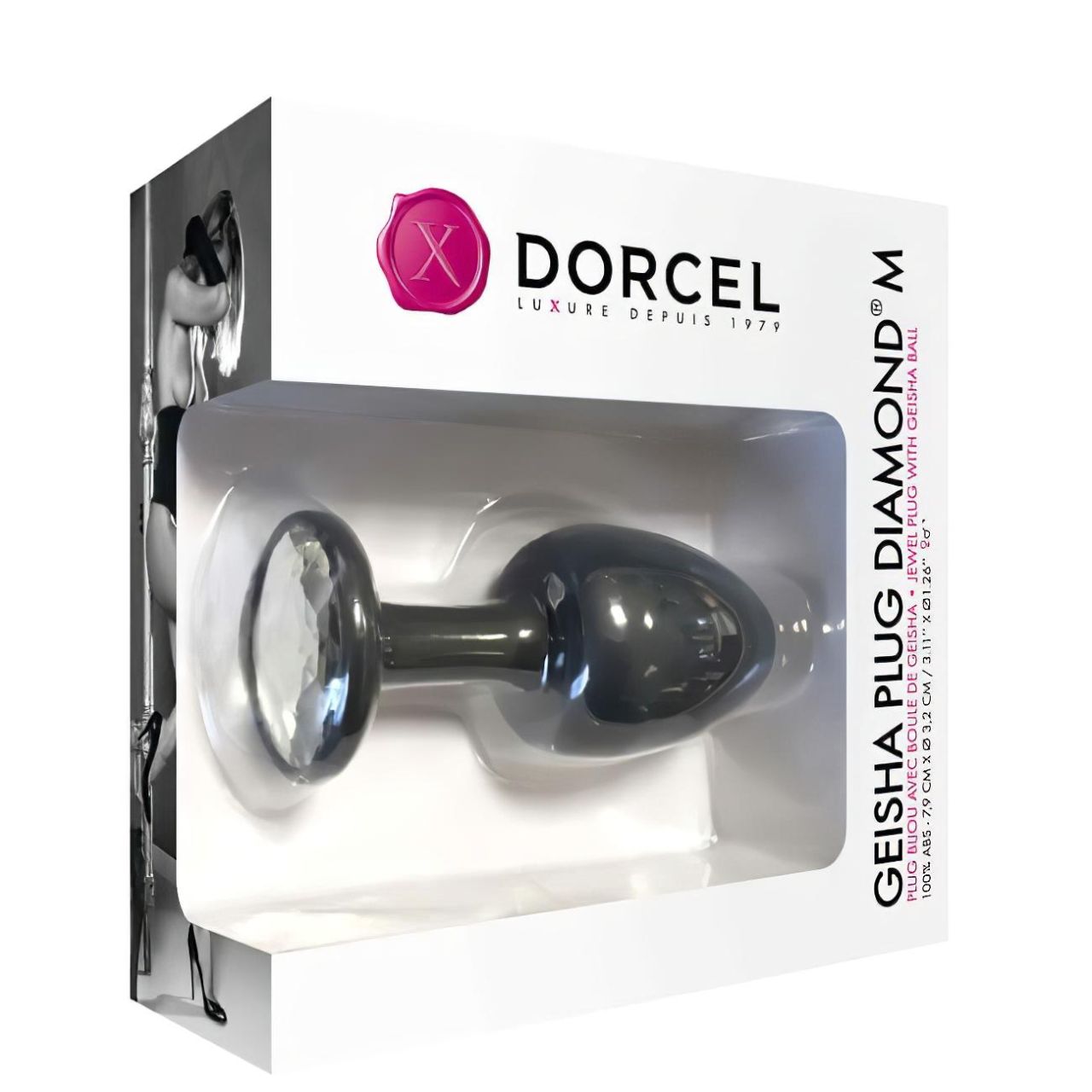 / Dorcel Geisha Plug Diamond M - fehér köves anál plug (fekete) / Dorcel Geisha Plug Diamond M - fehér köves anál plug (fekete)