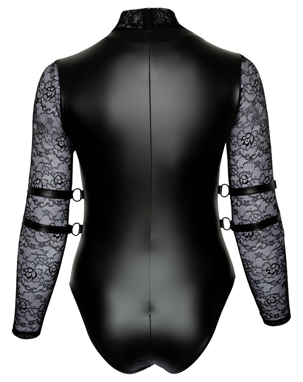 / Cottelli Bondage Plus Size - csipkésujjú body (fekete) / Cottelli Bondage Plus Size - csipkésujjú body (fekete)