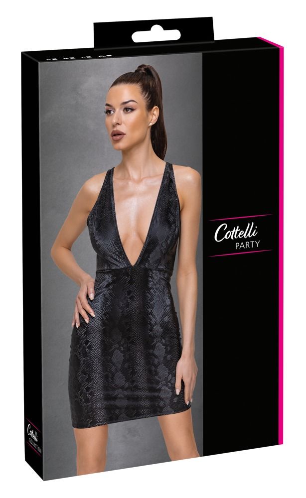 Cottelli Party - kígyóbőr mintás ruha (fekete)