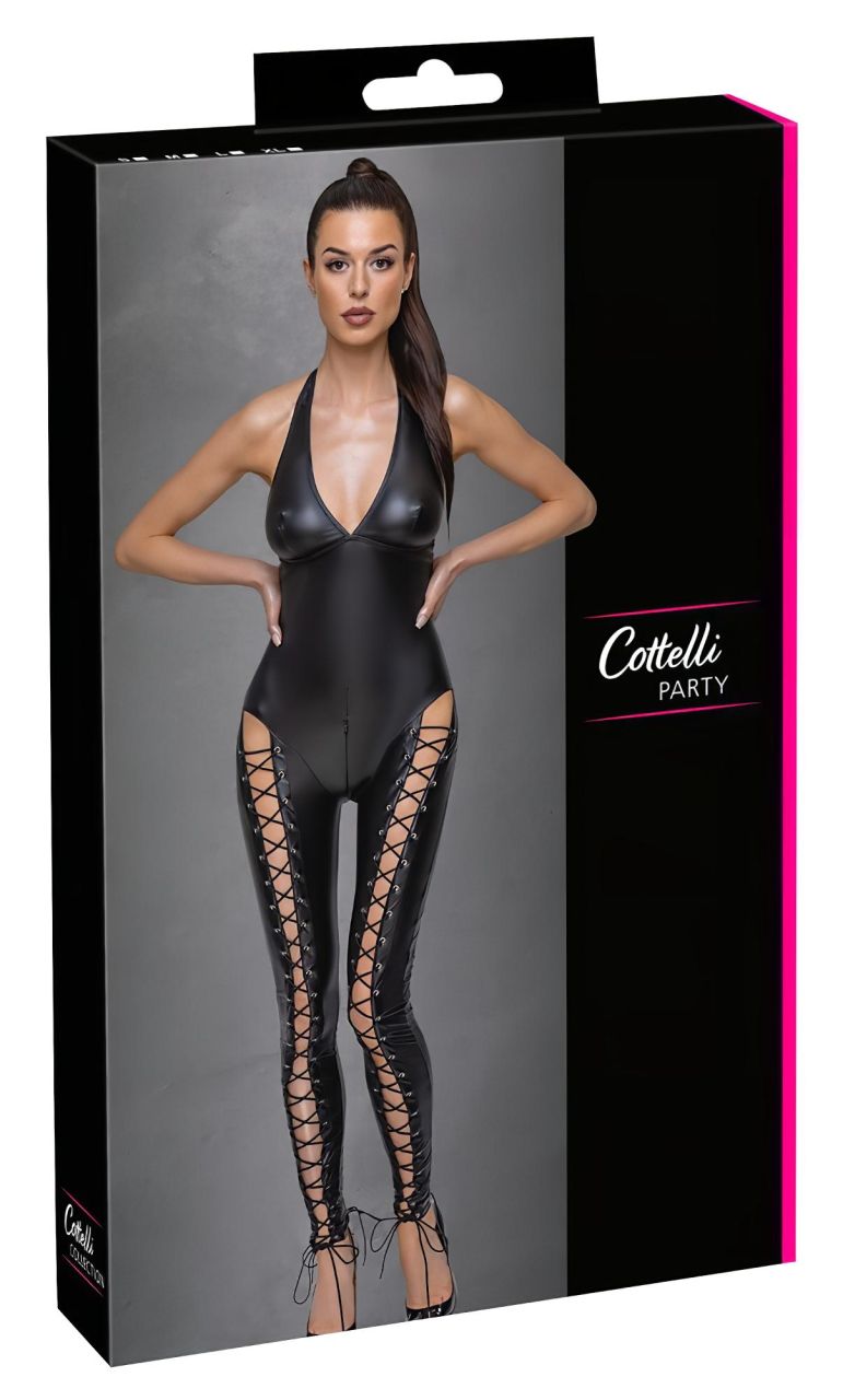 Cottelli Party - nyakpántos fűzős overál (fekete) Cottelli Party - nyakpántos fűzős overál (fekete)
