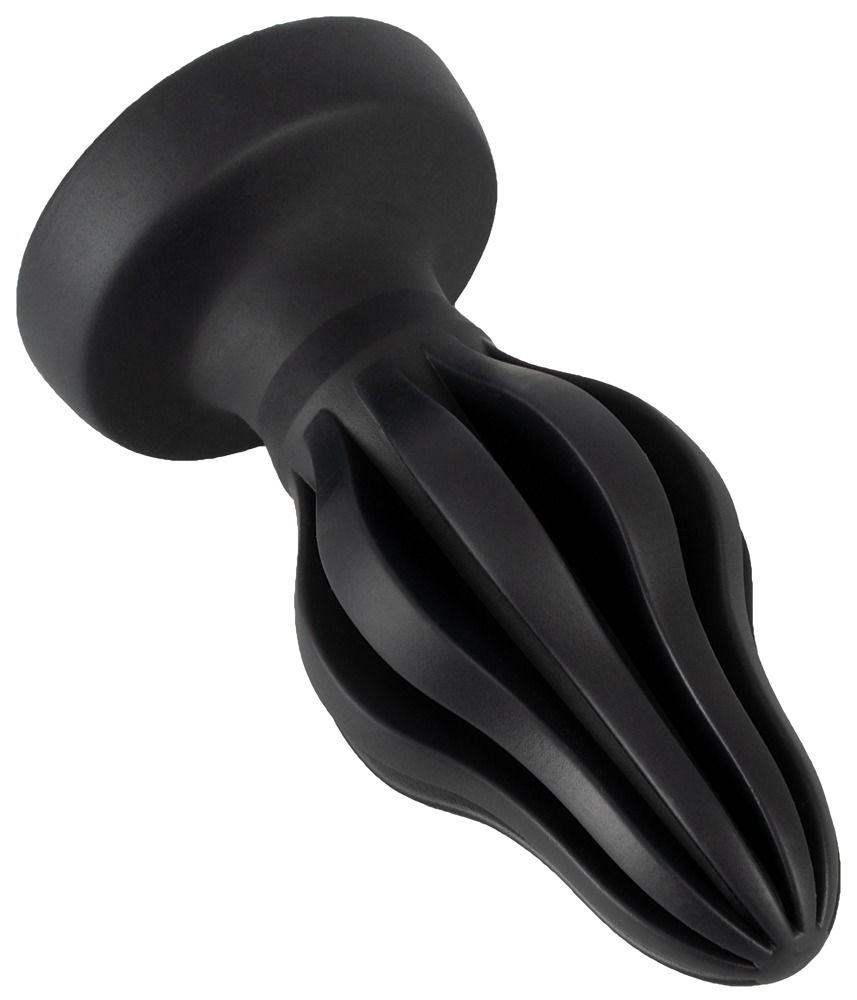 ANOS - szuperpuha, bordázott anál dildó - 7cm (fekete)