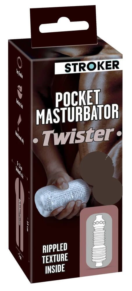 STROKER Twister - műpopsi maszturbátor (áttetsző)