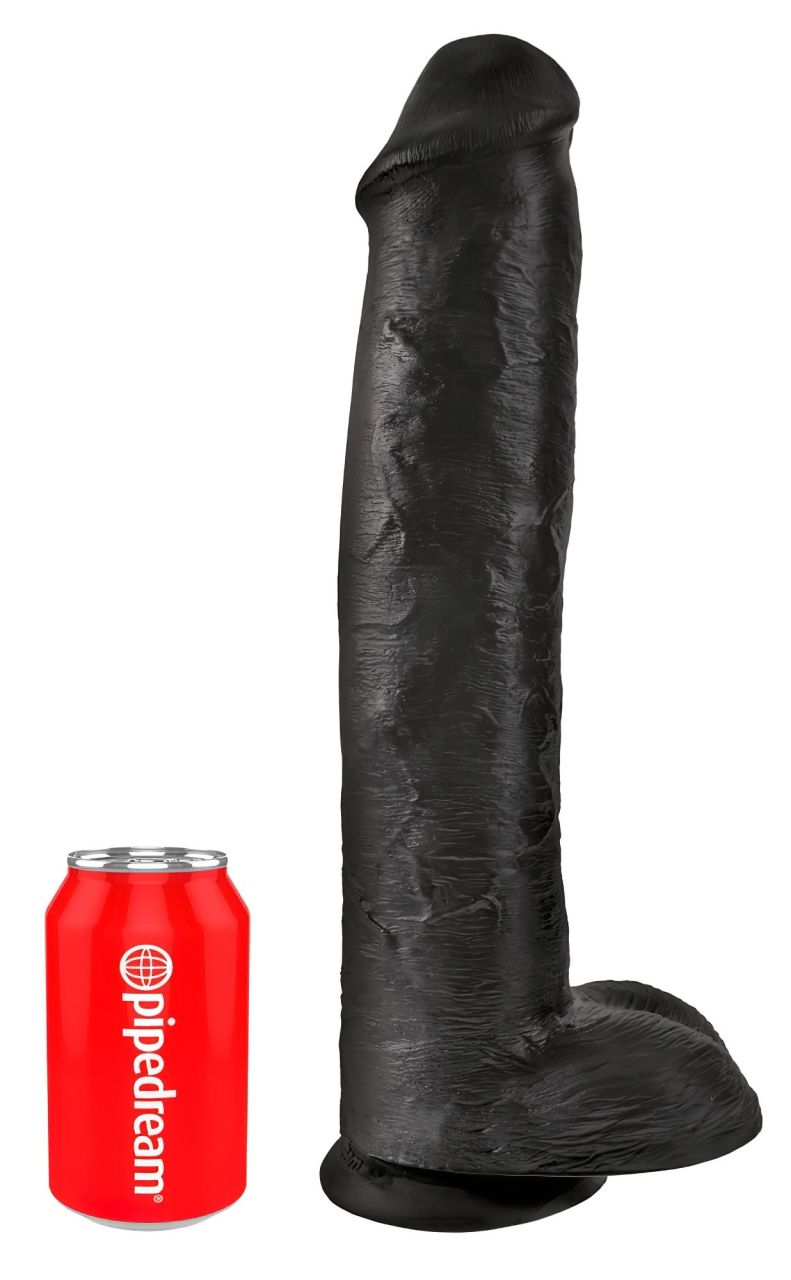 King Cock 15 - tapadókorongos, herés dildó (38cm) - fekete King Cock 15 - tapadókorongos, herés dildó (38cm) - fekete