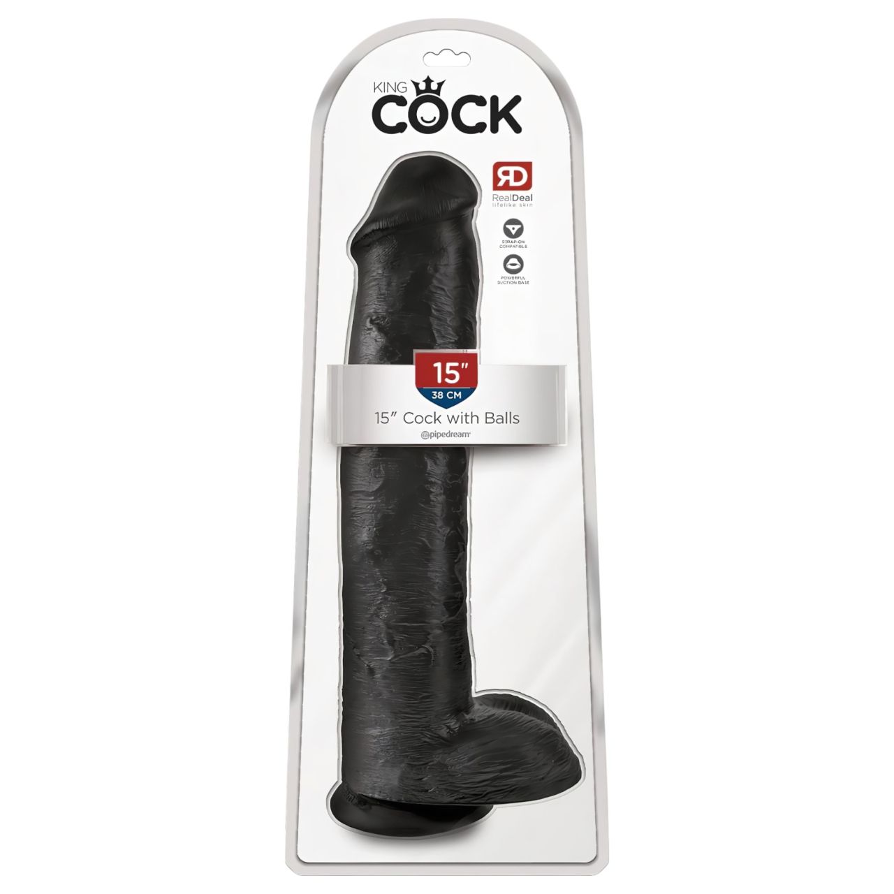 King Cock 15 - tapadókorongos, herés dildó (38cm) - fekete King Cock 15 - tapadókorongos, herés dildó (38cm) - fekete