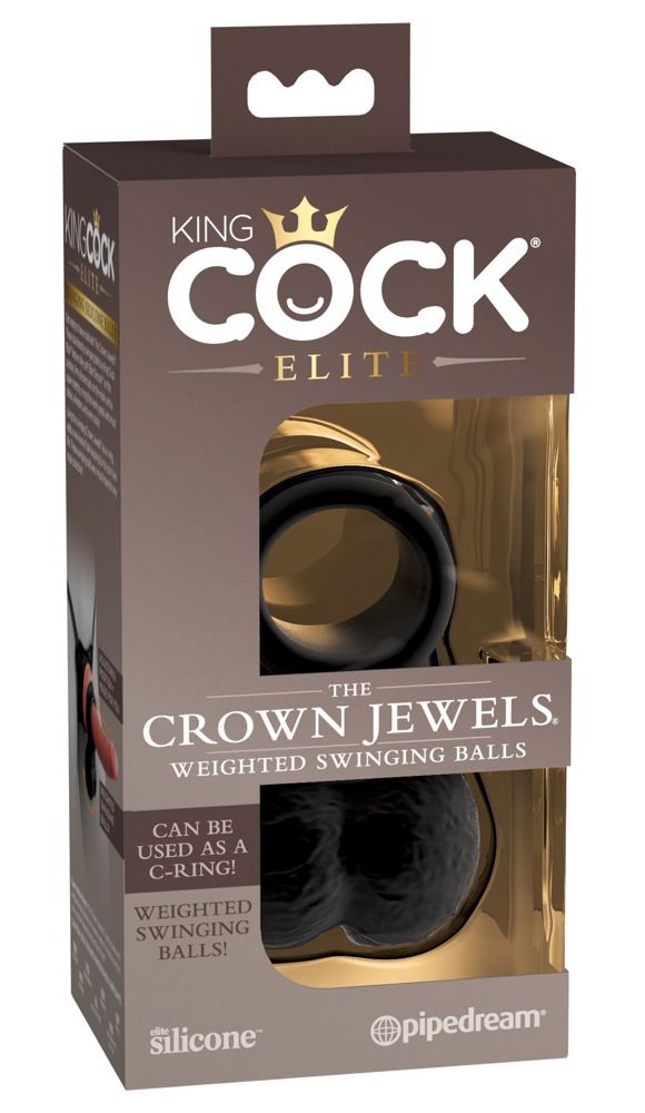King Cock Elite Crown Jewels - lengőhere, péniszfeltét (fekete)