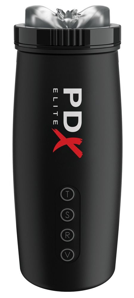 PDX Elite Moto Bator 2 - szívó, fel-le mozgó, rezgő műpunci (fekete)