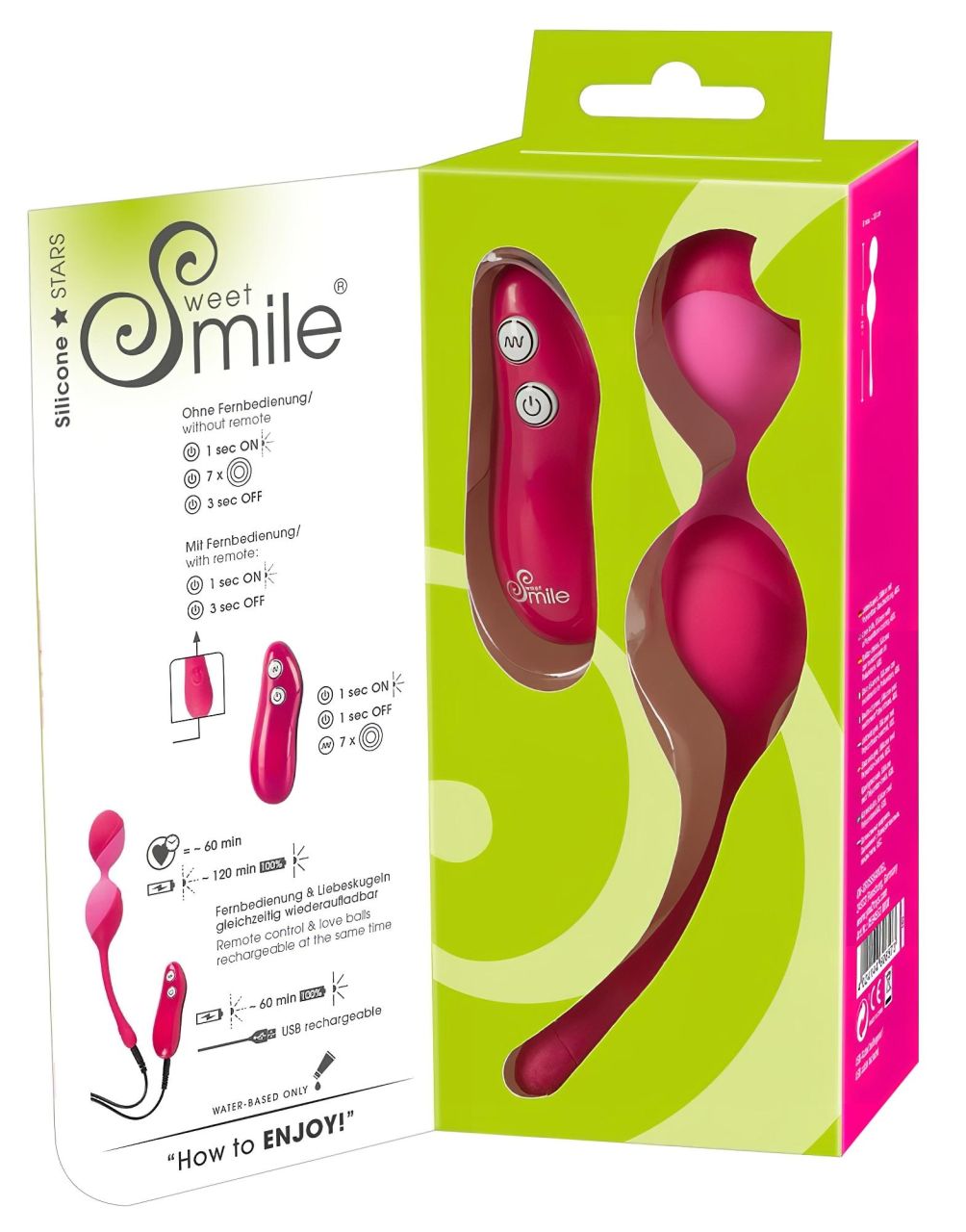SMILE Love Balls - rádiós vibrációs tojás -82g (pink)
