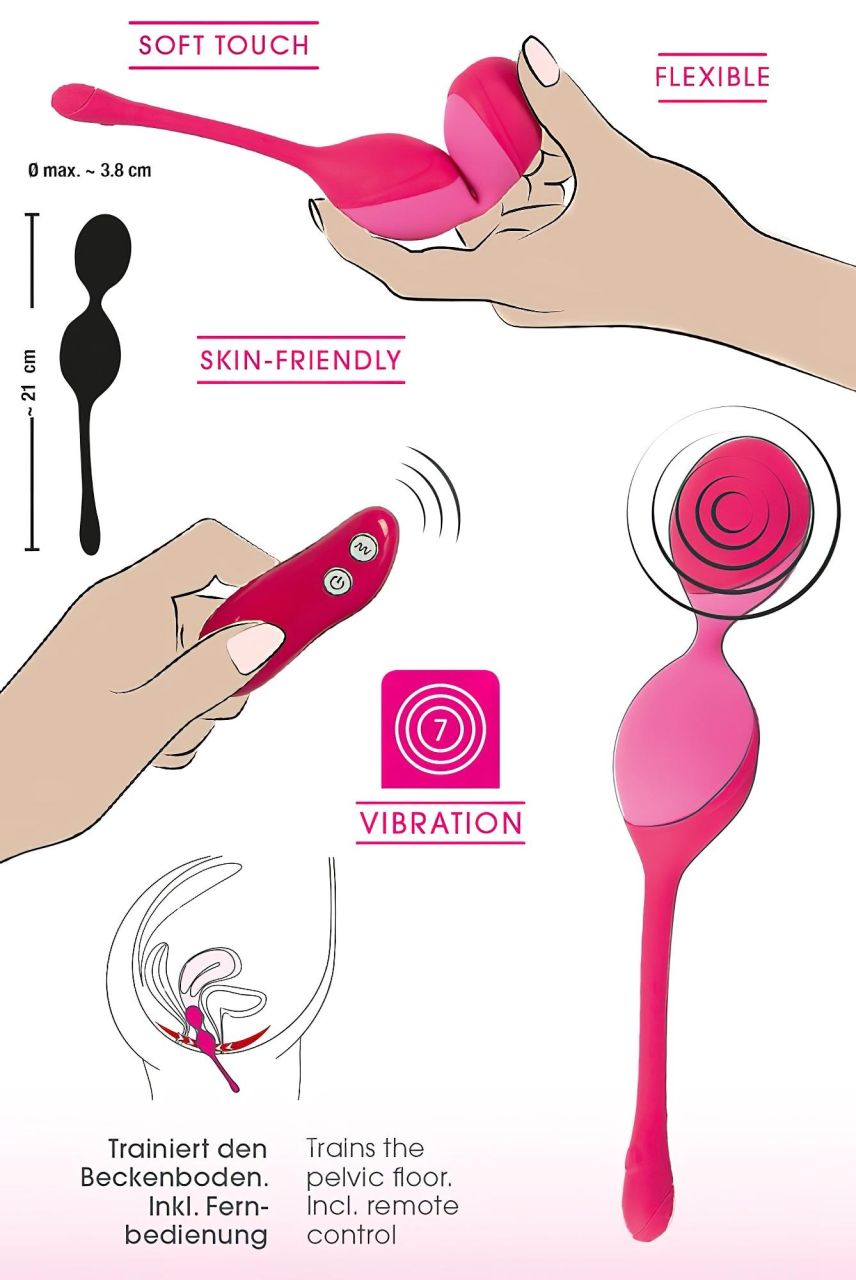 SMILE Love Balls - rádiós vibrációs tojás -82g (pink)