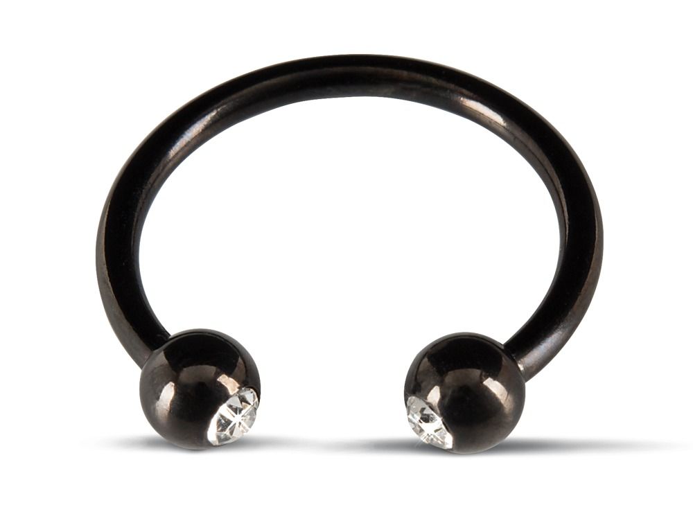 Rebel Glans Ring - strasszos makkgyűrű ékszer (fekete)