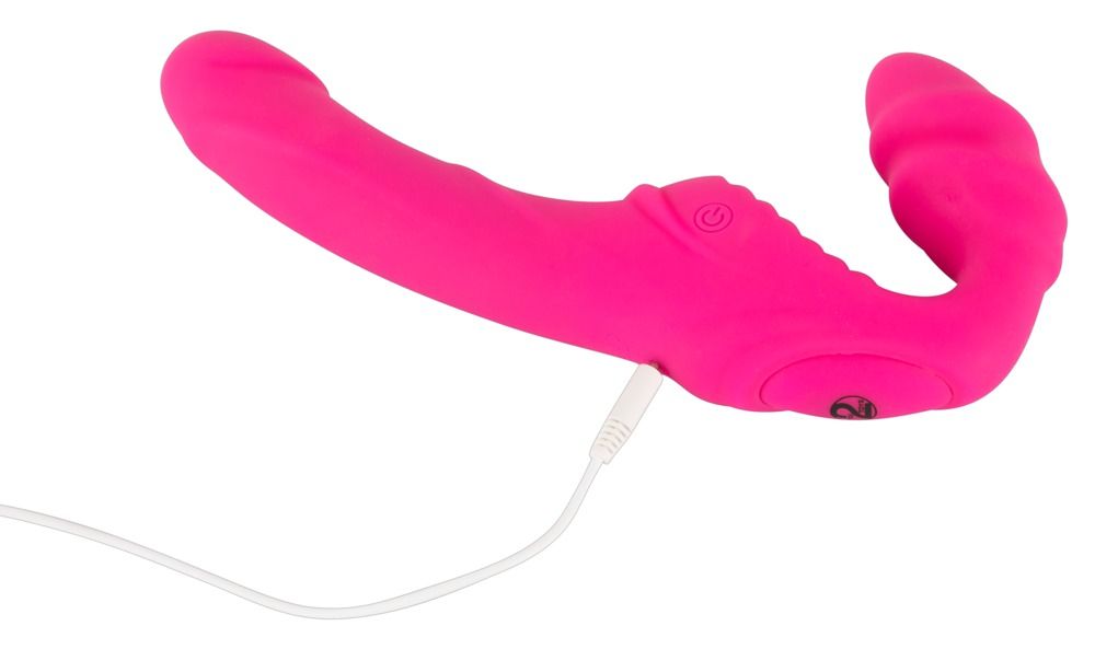 Double2Teaser - tartópánt nélküli felcsatolható vibrátor (pink)