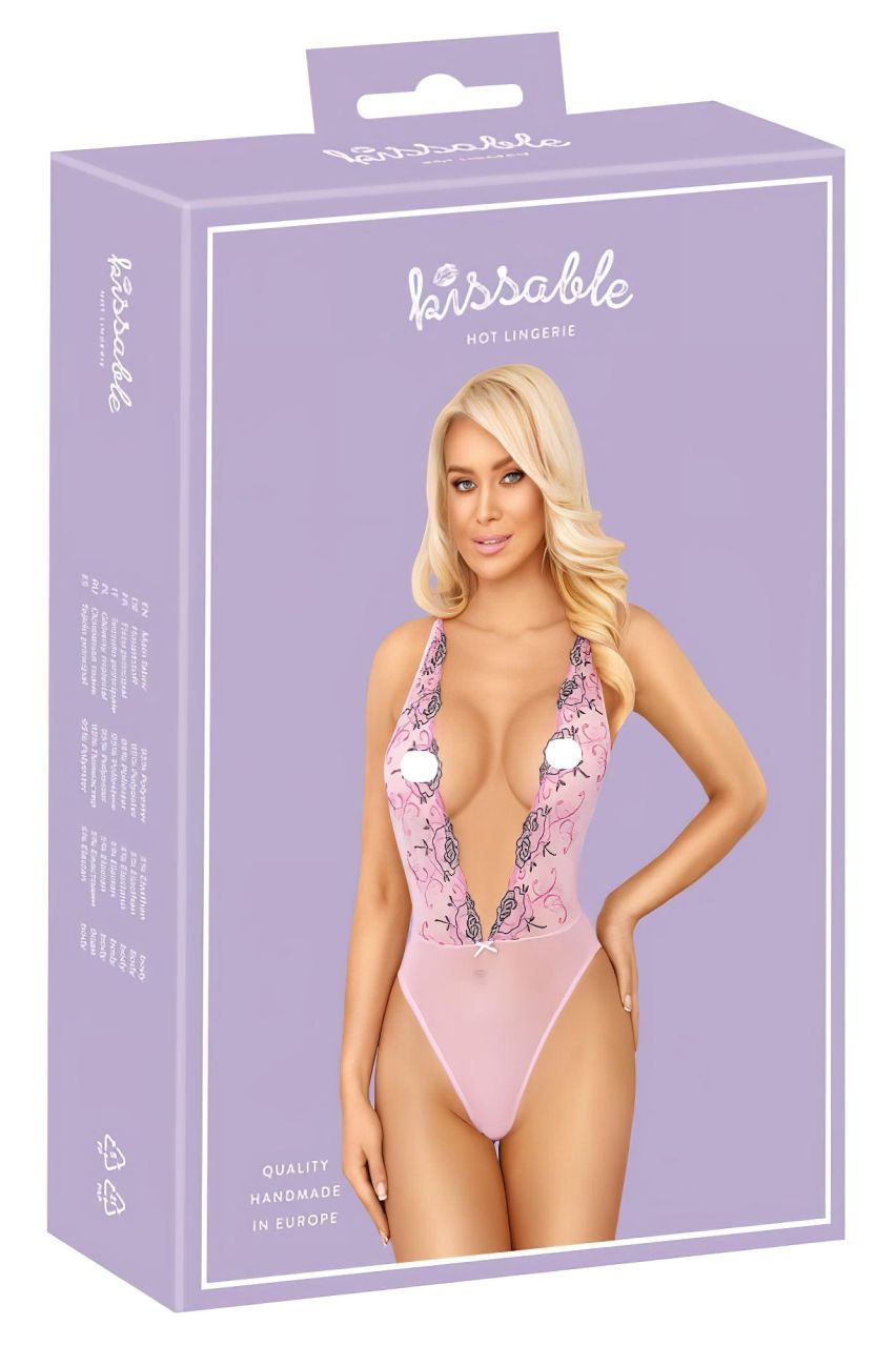 Kissable - rózsás hímzéses body (pink) Kissable - rózsás hímzéses body (pink)