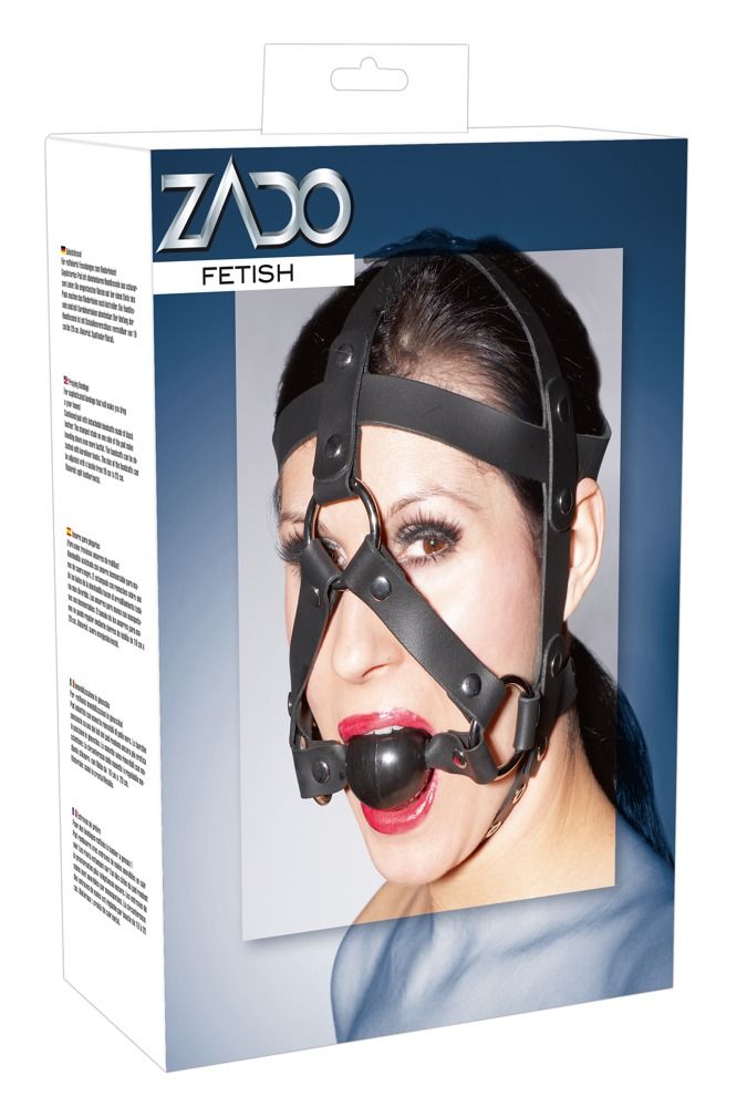ZADO - bőr szerszám - szájpecekkel (fekete)
