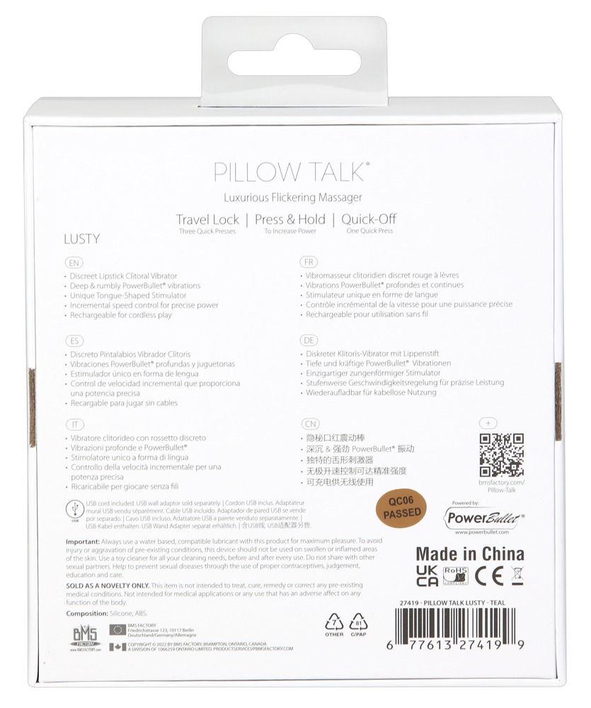 Pillow Talk Lusty - akkus, nyelves rúdvibrátor (türkiz)