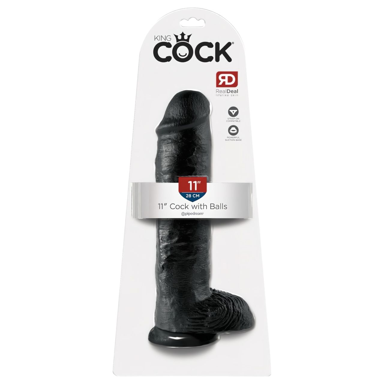 King Cock 11 - nagy tapadókorongos, herés dildó (28cm) - fekete King Cock 11 - nagy tapadókorongos, herés dildó (28cm) - fekete