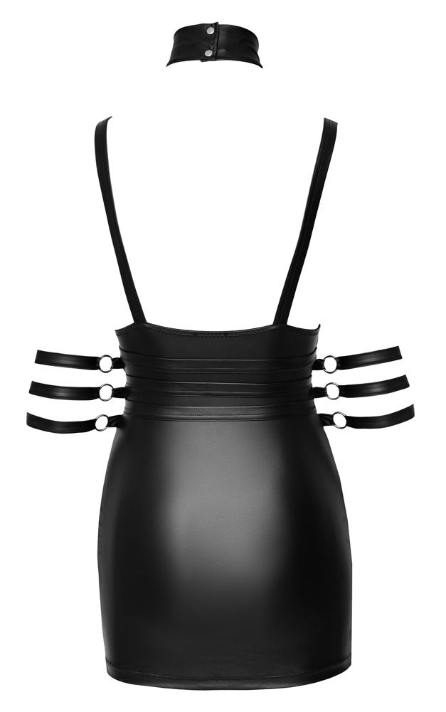 Cottelli Bondage - nyakpántos fényes miniruha (fekete)