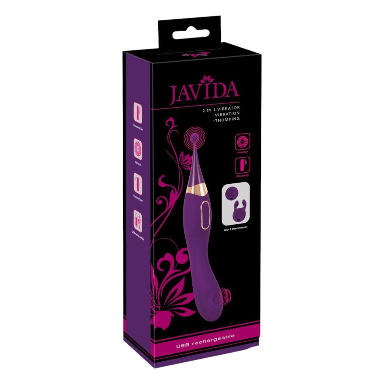 Javida - 2in1 akkus csiklóizgató és vibrátor szett (lila)
