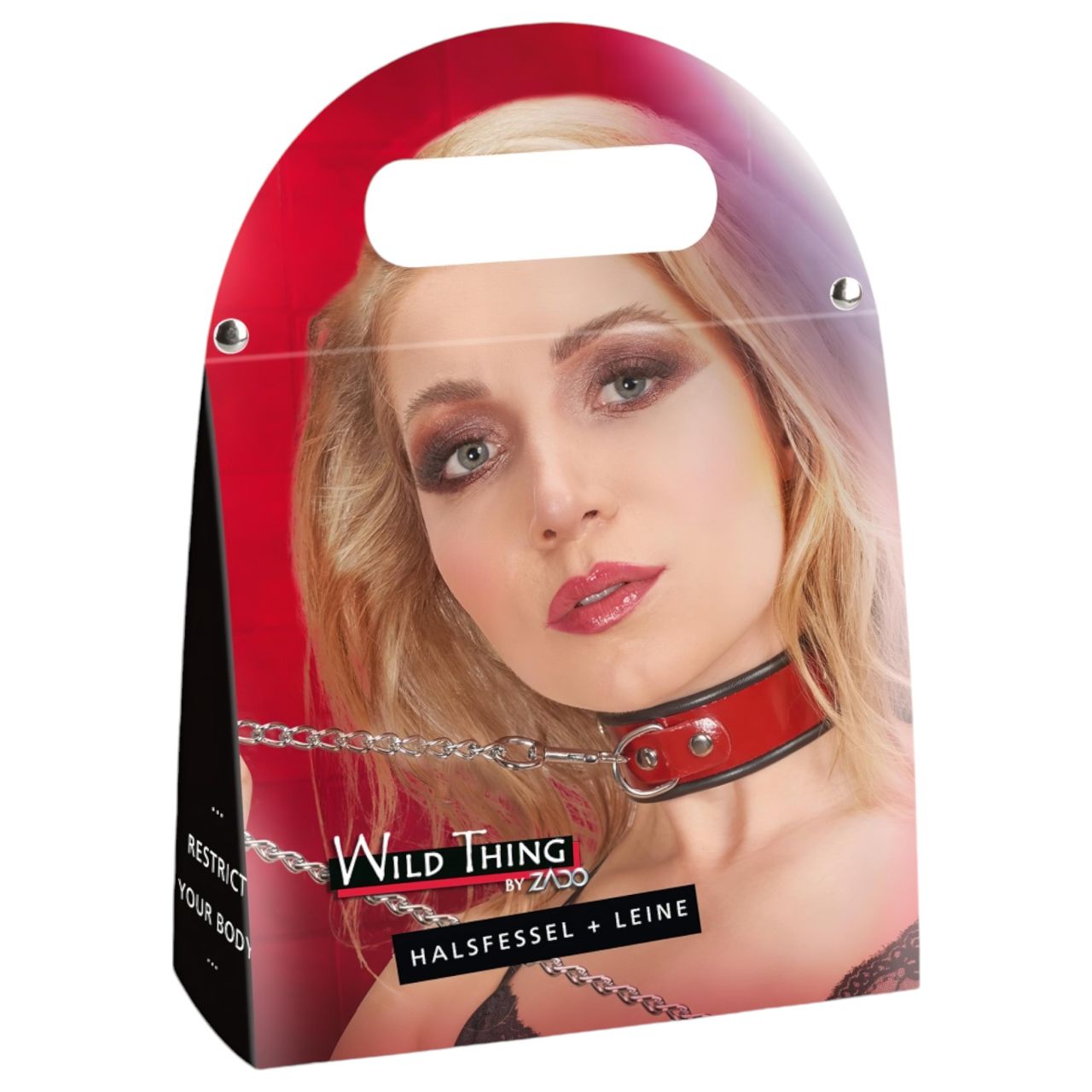 ZADO - bőr nyakörv és póráz (piros)