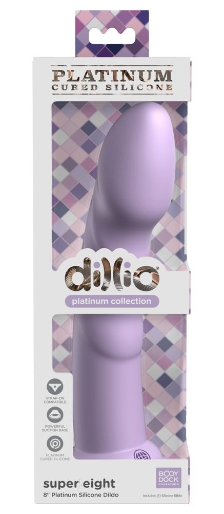 Dillio Super Eight - tapadótalpas makkos szilikon dildó (21cm) - lila