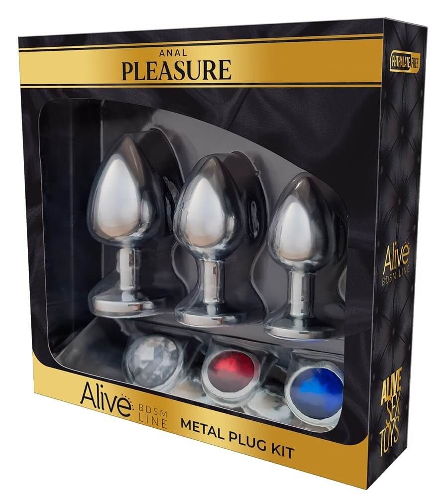 Alive Anal Pleasure - fém anál dildó készlet (ezüst)