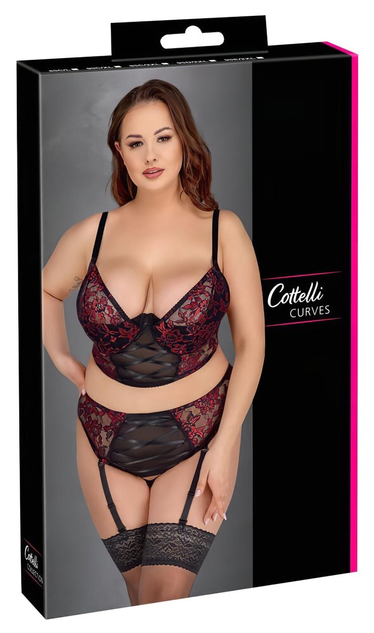 Cottelli Plus Size - melltartó szett (piros)