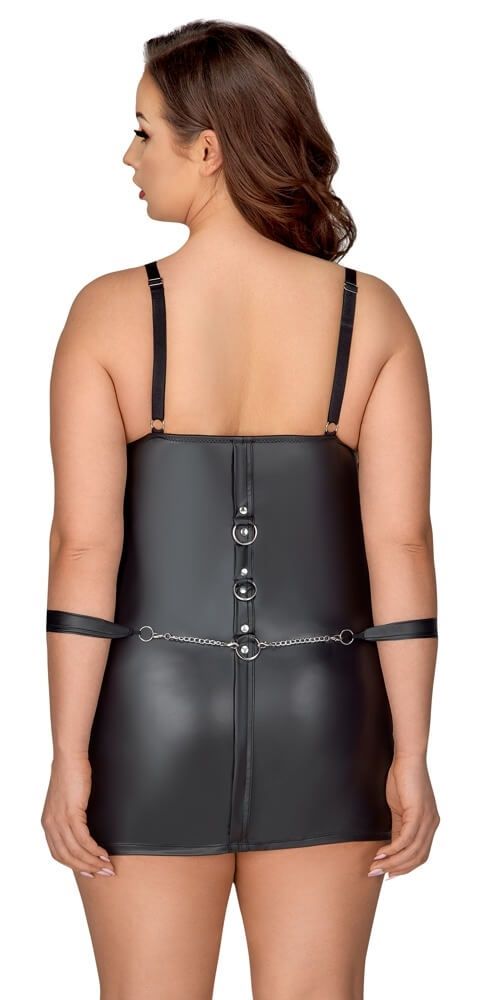 Cottelli Plus Size - pántos miniruha karrögzítőkkel (fekete)
