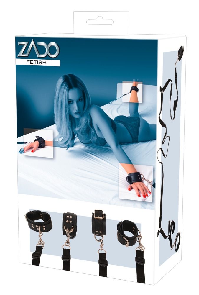 ZADO - bőr ágyhoz kötöző szett (fekete)