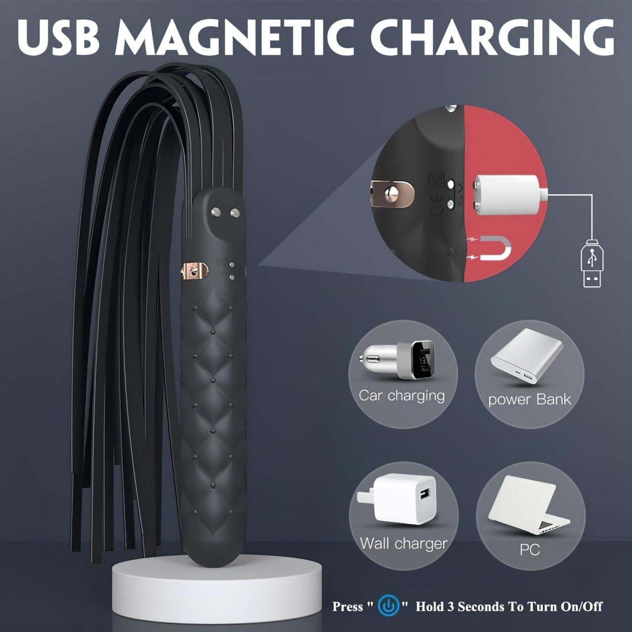 Sex HD Bloody Mary - akkus, vízálló vibrátor és ostor (fekete) Sex HD Bloody Mary - akkus, vízálló vibrátor és ostor (fekete)