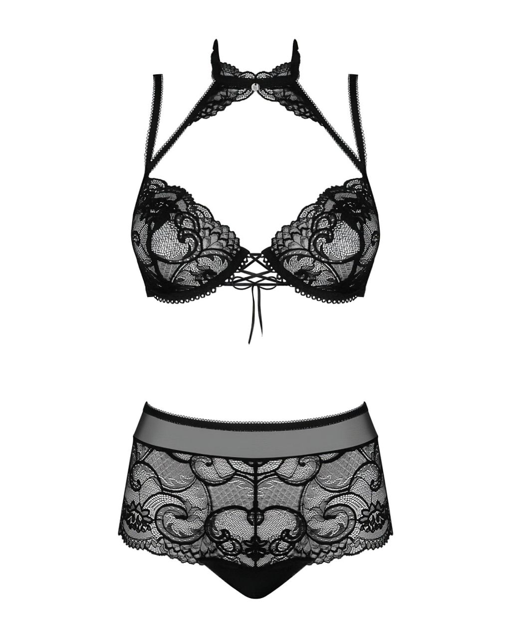 Obsessive Elizenes - mintás, átlátszó melltartó szett (fekete) Obsessive Elizenes - mintás, átlátszó melltartó szett (fekete)