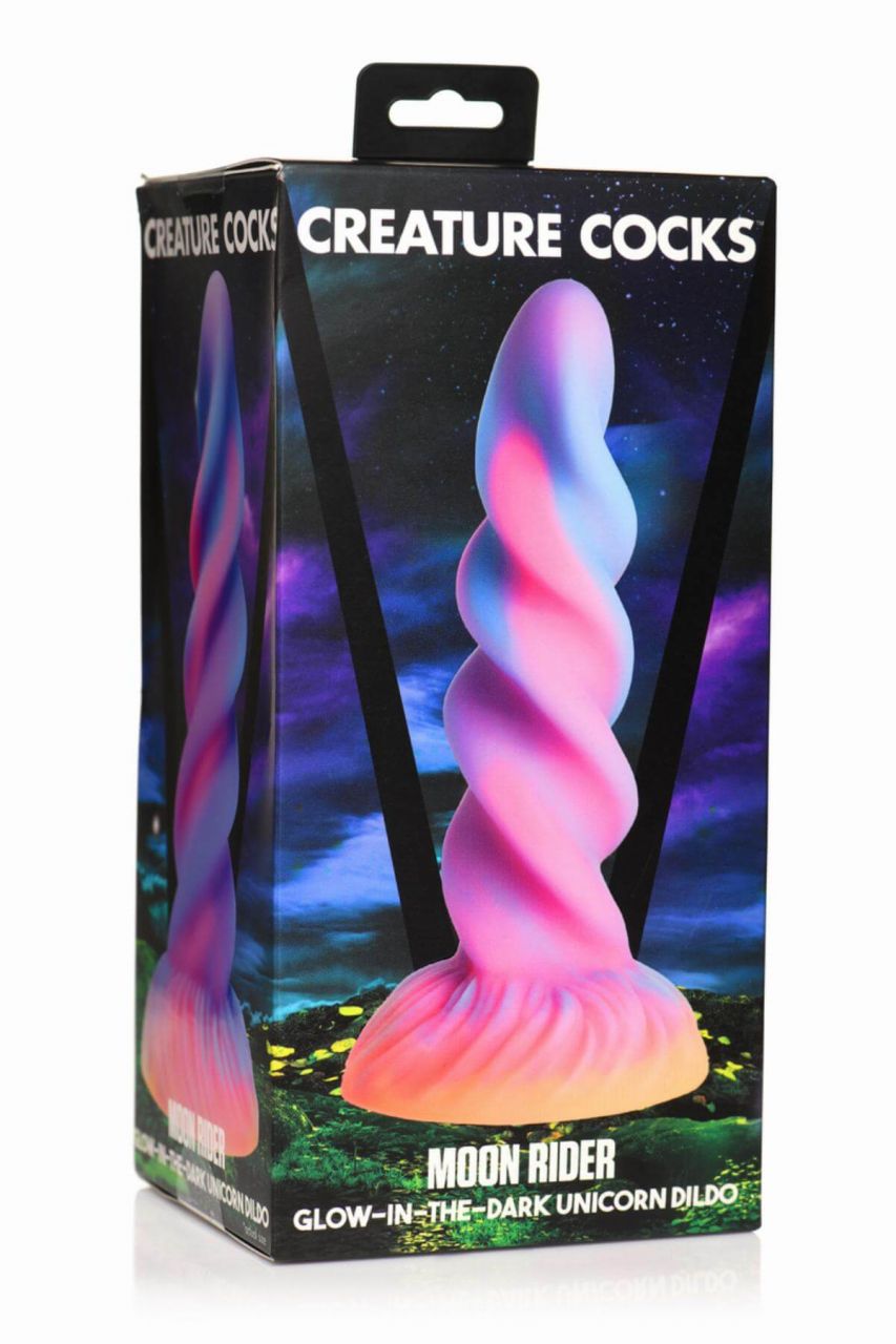 Creature Cocks Moon Rider - világító unikornis dildó (lila-pink)