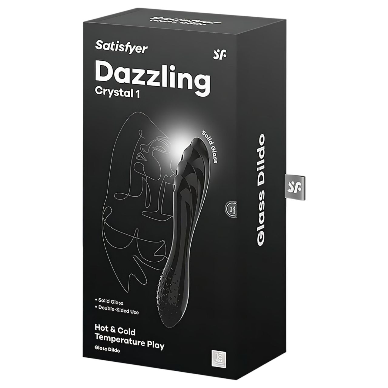 Satisfyer Dazzling Crystal 1 - kétvégű üveg dildó (fekete)