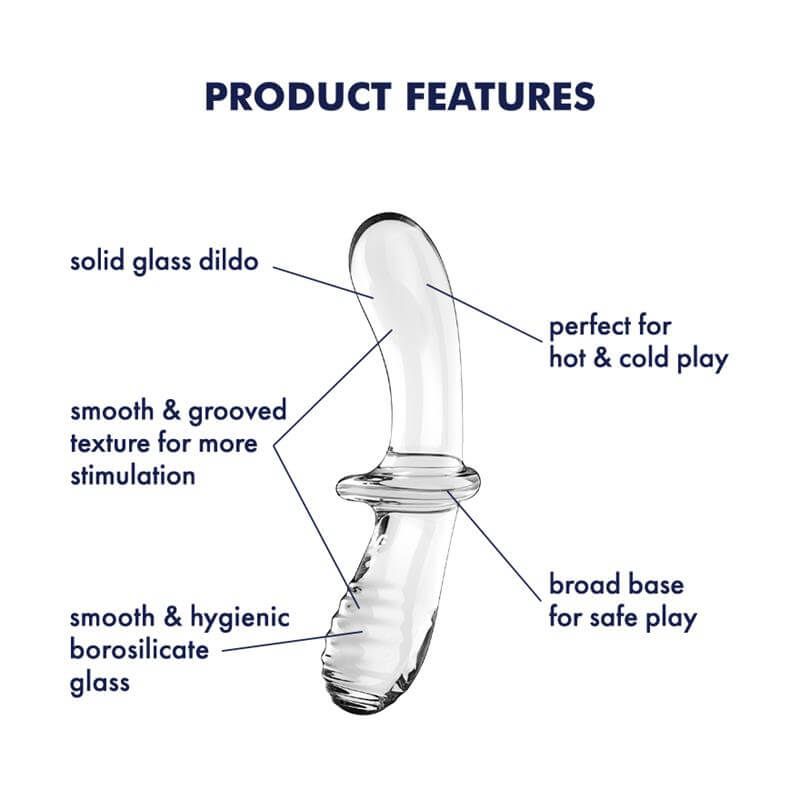 Satisfyer Double Crystal - 2 végű üveg dildó (áttetsző)