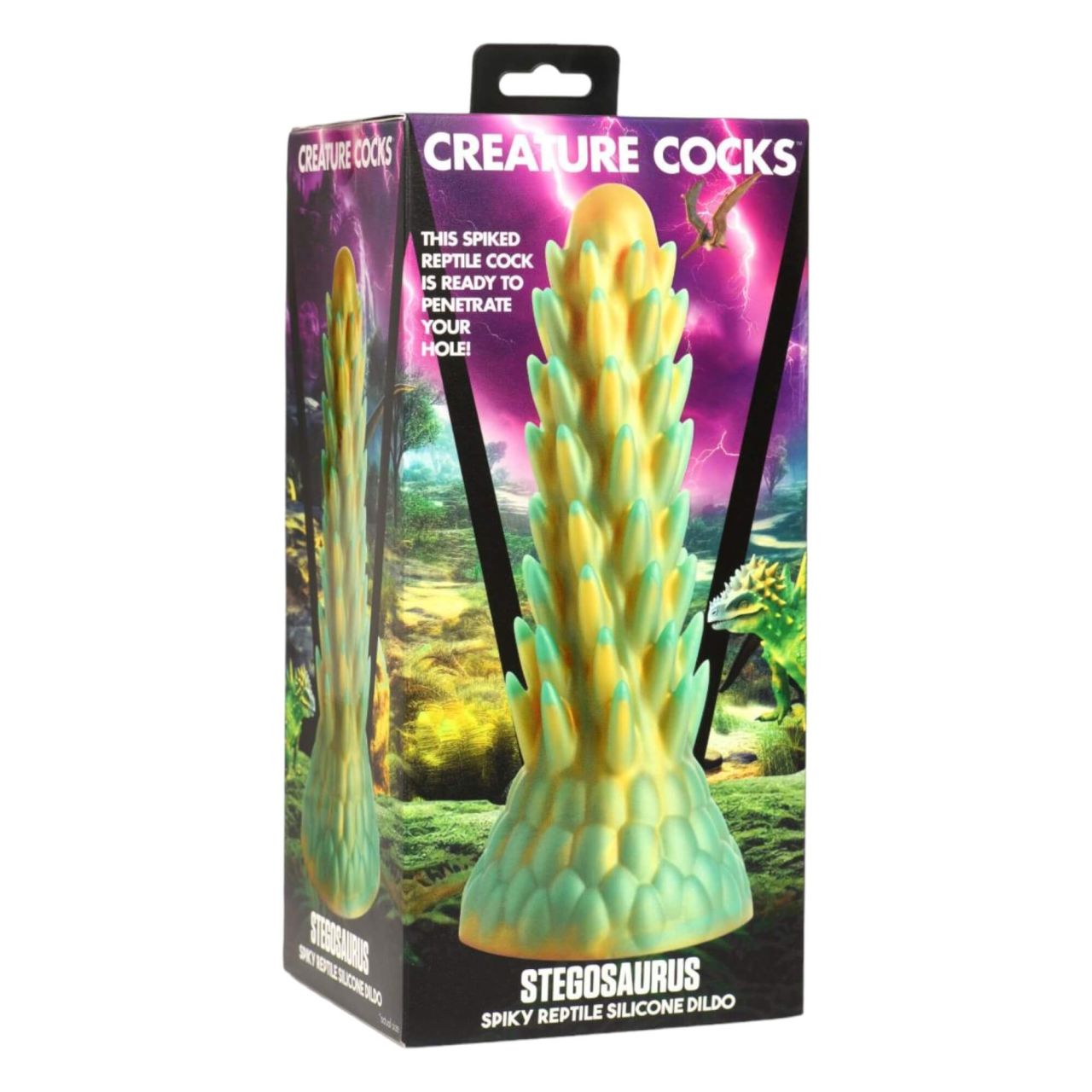 Creature Cocks Stegosaurus - tüskés szilikon dildó - 20cm (zöld)