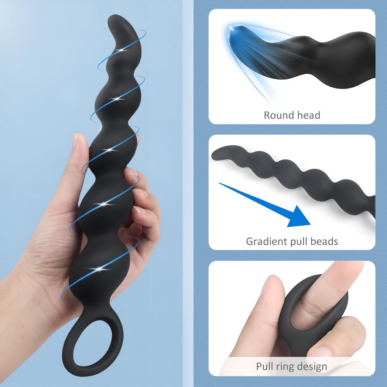 Sex HD Steven - gyöngyös anál dildó (fekete) Sex HD Steven - gyöngyös anál dildó (fekete)