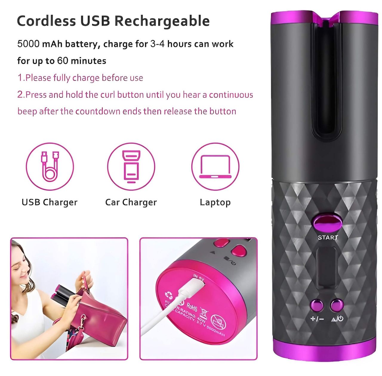 CAC - akkus hajgöndörítő szett (szürke-pink) CAC - akkus hajgöndörítő szett (szürke-pink)