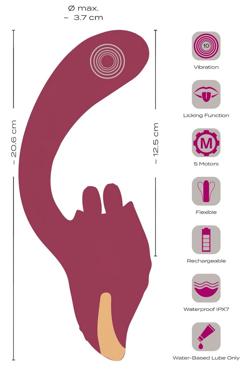 Javida - nyelves 2in1 vibrátor (piros) Javida - nyelves 2in1 vibrátor (piros)