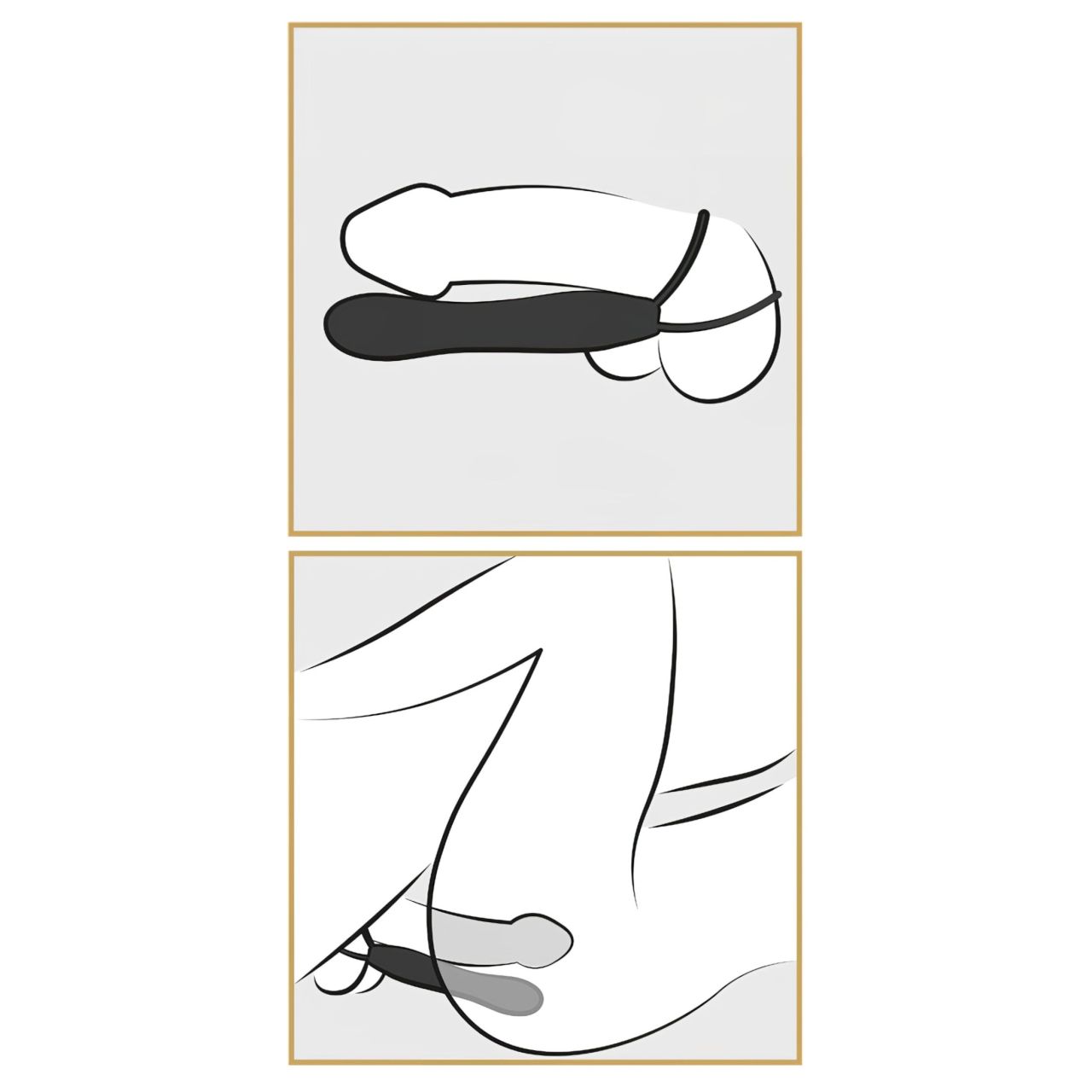 Fetish Double Trouble - here- és péniszgyűrű dildóval (fekete)