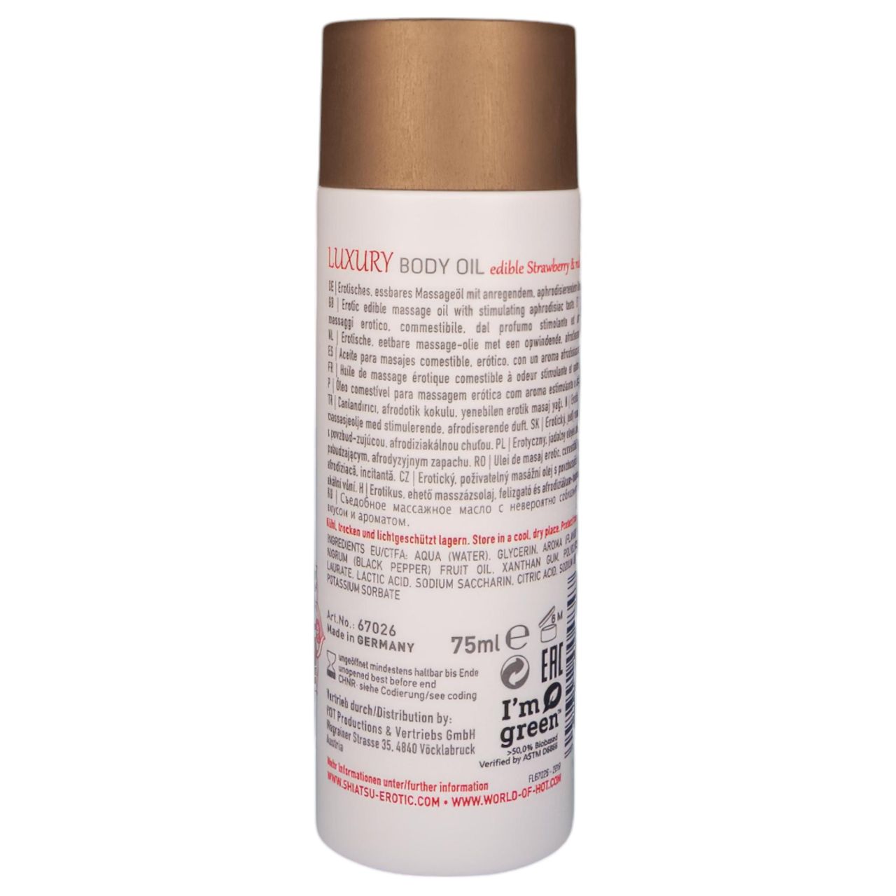 Shiatsu Luxury - ehető masszázsolaj - eper-vörösbors (75ml) Shiatsu Luxury - ehető masszázsolaj - eper-vörösbors (75ml)