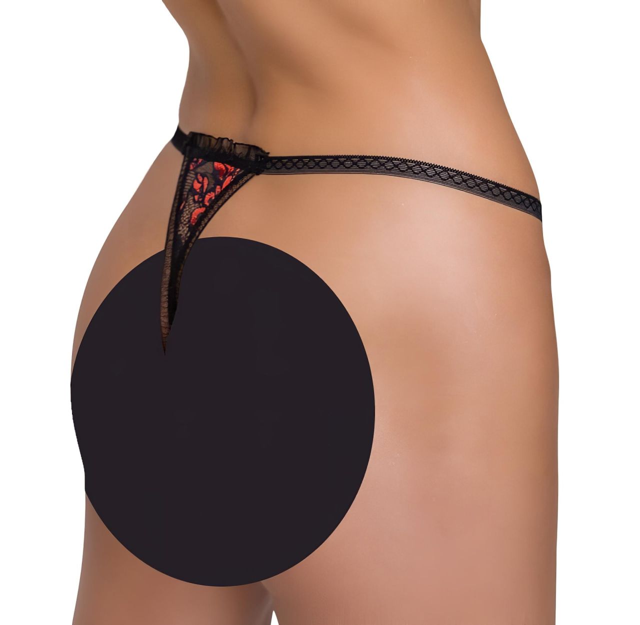 Cottelli - luxus, rózsás gyöngyös tanga (fekete) Cottelli - luxus, rózsás gyöngyös tanga (fekete)