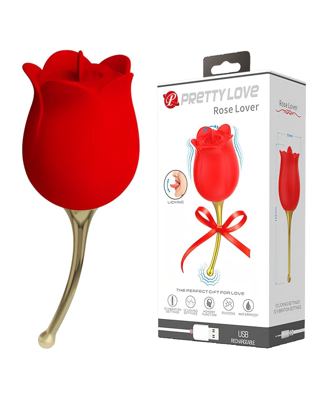 Pretty Love Rose Lover - nyelves 2in1 csikló vibrátor (piros) Pretty Love Rose Lover - nyelves 2in1 csikló vibrátor (piros)