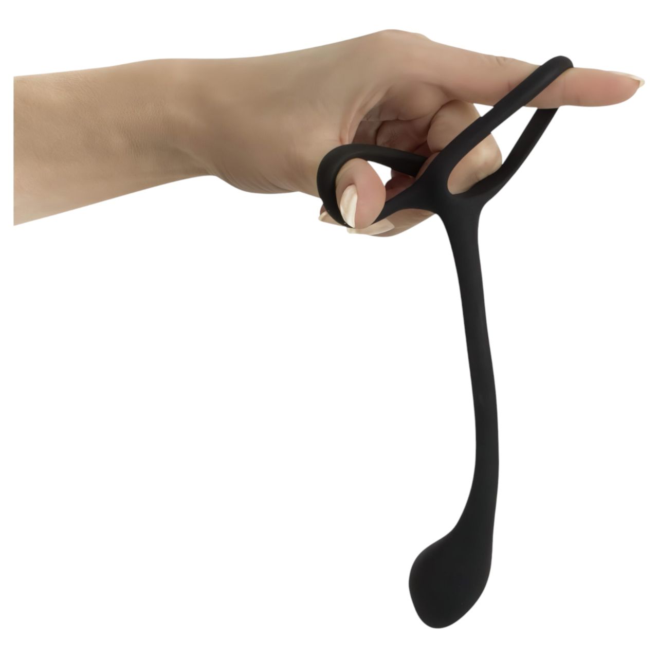 Black Velvets - vékony, pénisz- és heregyűrűs anál dildó (fekete) Black Velvets - vékony, pénisz- és heregyűrűs anál dildó (fekete)