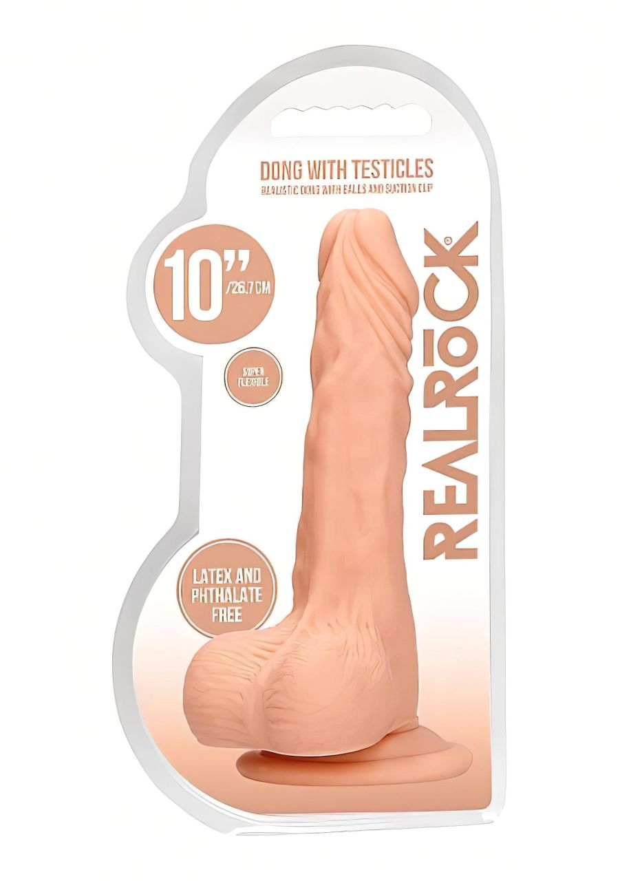 RealRock Dong 10 - élethű, herés dildó (25cm) - natúr RealRock Dong 10 - élethű, herés dildó (25cm) - natúr