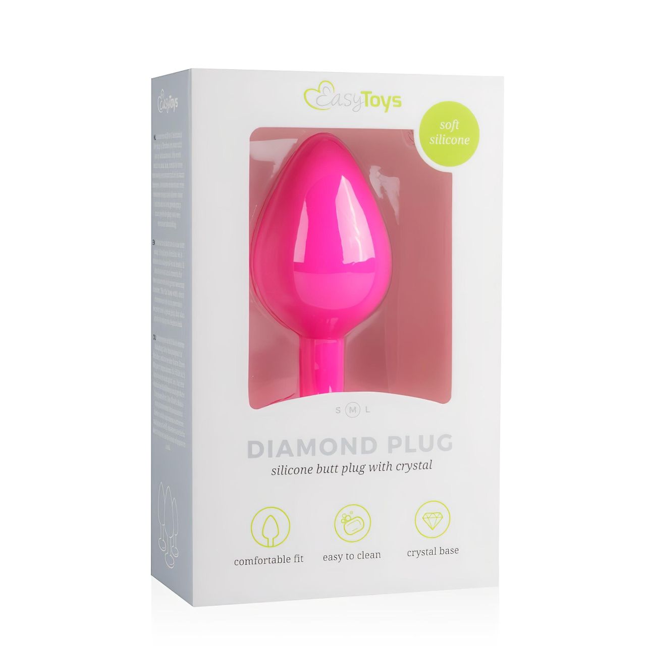 Easytoys Diamond - fehér köves anál plug (közepes) - pink Easytoys Diamond - fehér köves anál plug (közepes) - pink