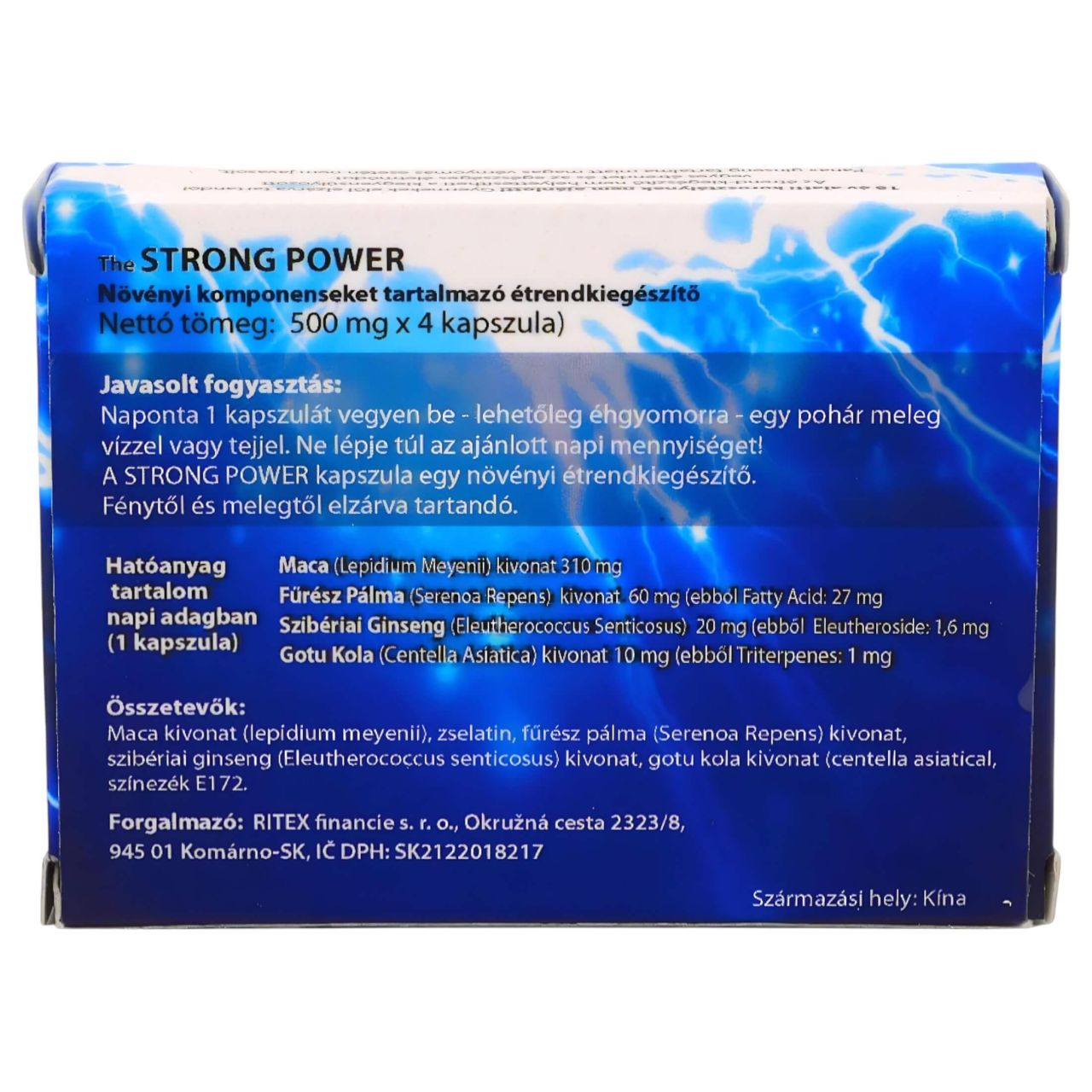 Strong Power Plus - étrend kiegészítő kapszula férfiaknak (4db) Strong Power Plus - étrend kiegészítő kapszula férfiaknak (4db)